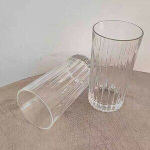 Set of 2 Clear Textured Glass Tumblers